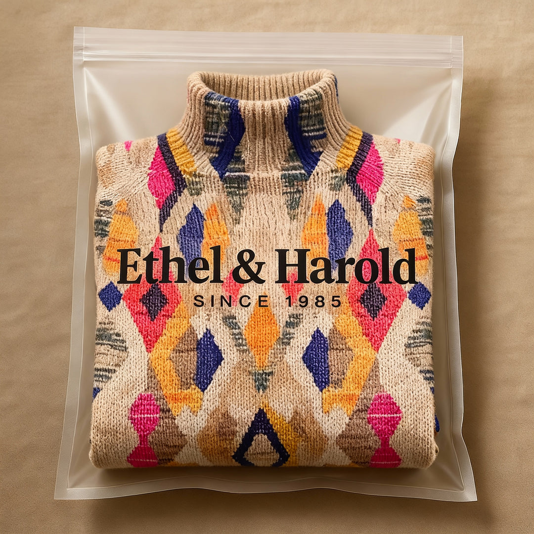 CLAUDIA™ Geometric Check Knitted Turtleneck Sweater