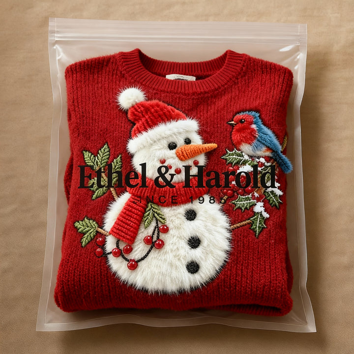 Flannel Hoodie Snowman and Birds Art for Women