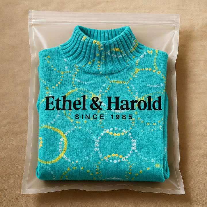 Bright Circle Art Print Knit Turtleneck Pullover Sweater